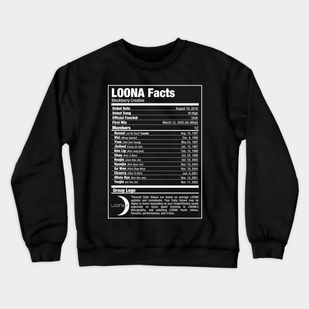 LOONA Kpop Nutritional Facts 2 Crewneck Sweatshirt by skeletonvenus